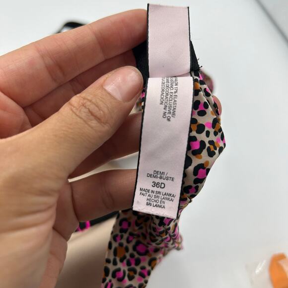 Victoria’s Secret Bra 36D Demi Leopard Print Pink Animal Push Up Underwire - Picture 10 of 11